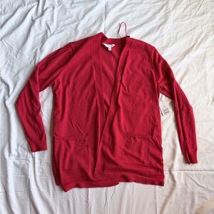 Women's Red Open Front Cardigan